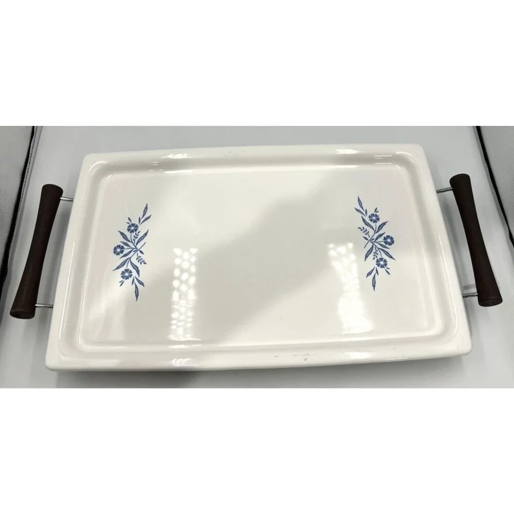 Vtg Corning Ware Blue Cornflower Broil Bake Tray P-35-B w/ Cradle 16x10 Roaster